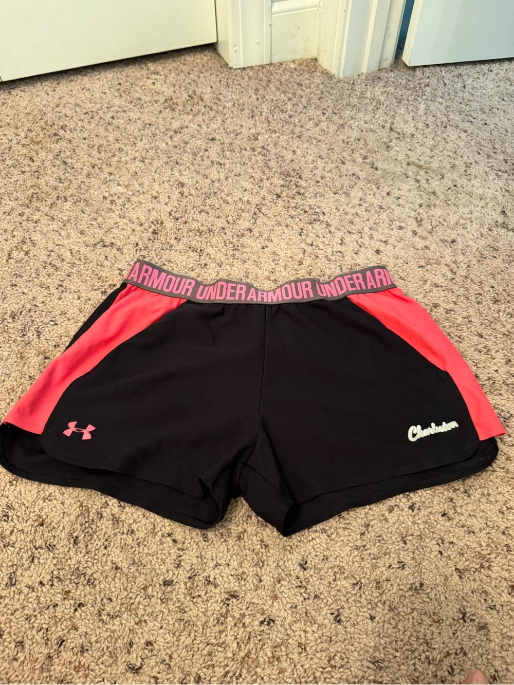 Under Armour Women’s Black and Pink Athletic Shorts